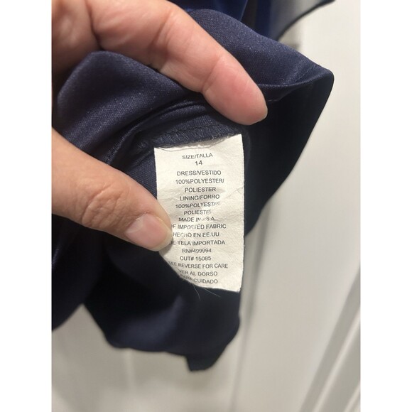 R&M Richards Embellished One Shoulder Chiffon Dress Size 14 Blue Ombré Cocktail - Picture 5 of 7